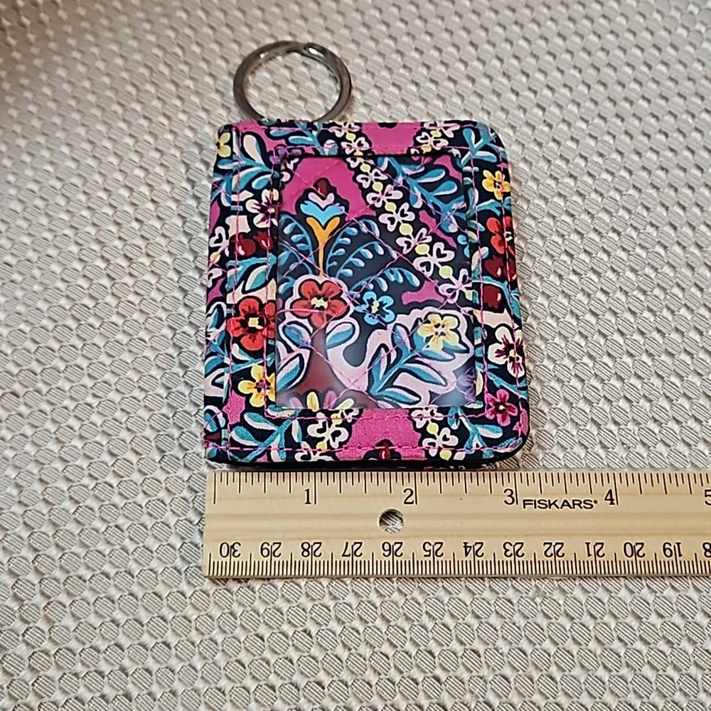 Vera Bradley Campus Double ID Case/ Holder Key Ring Kalidescope Pink Pattern